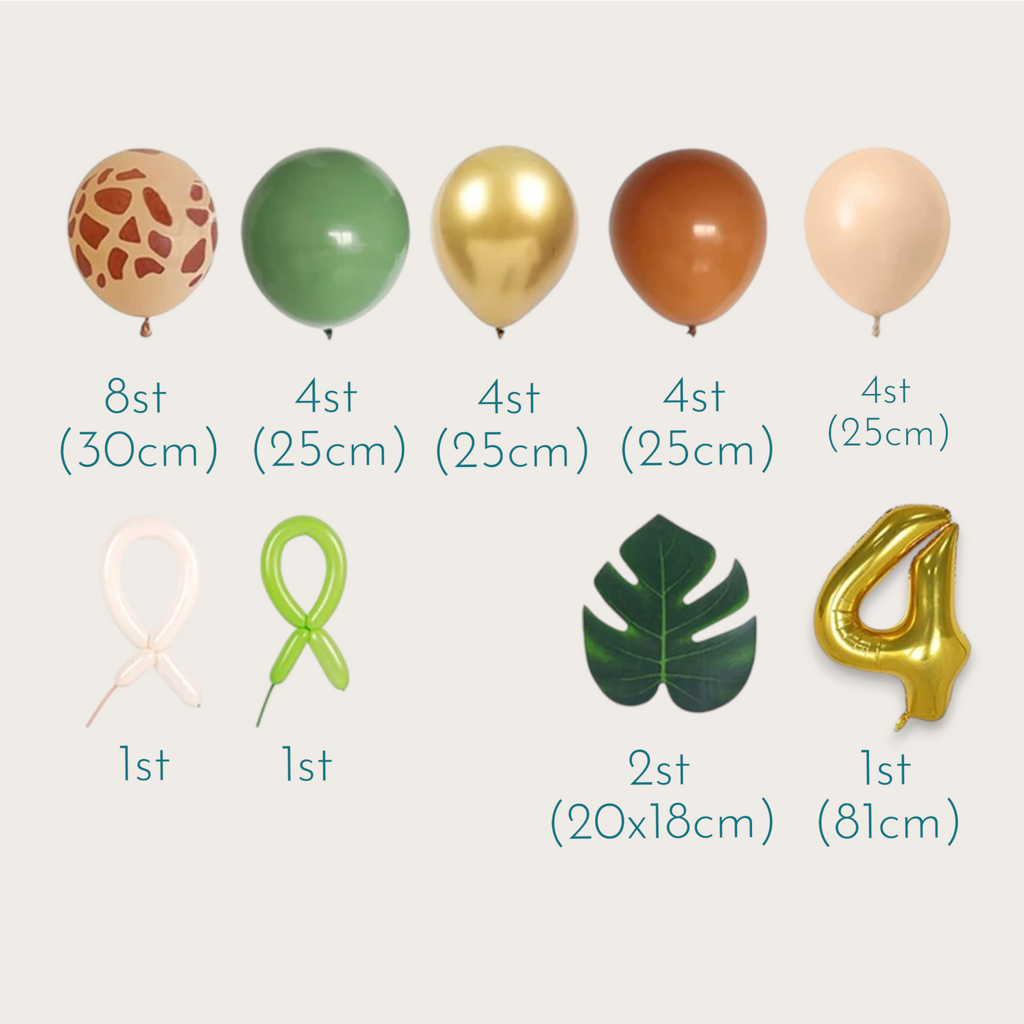 BALLONGSET I 29 DELAR - 1-7 år