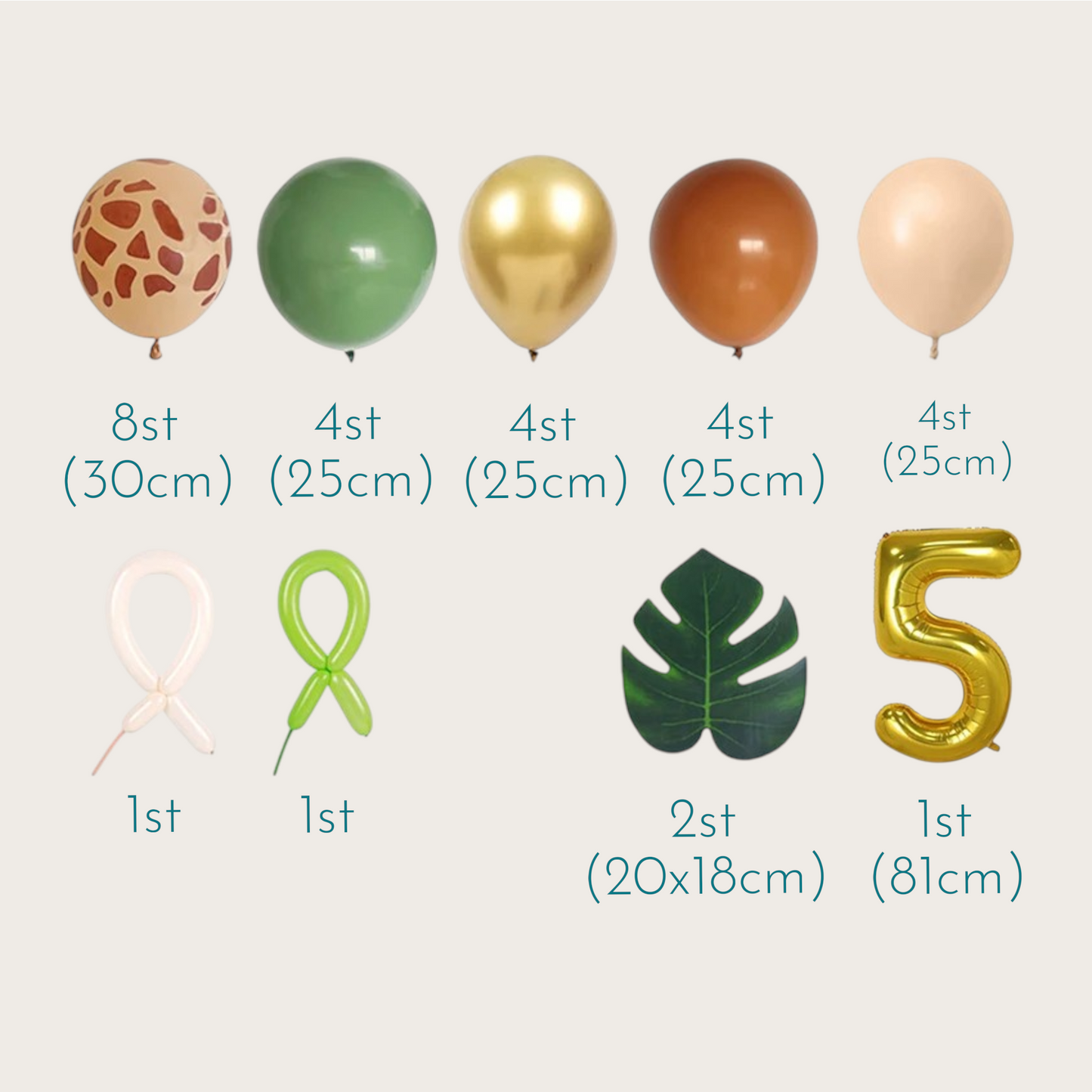 BALLONGSET I 29 DELAR - 1-7 år