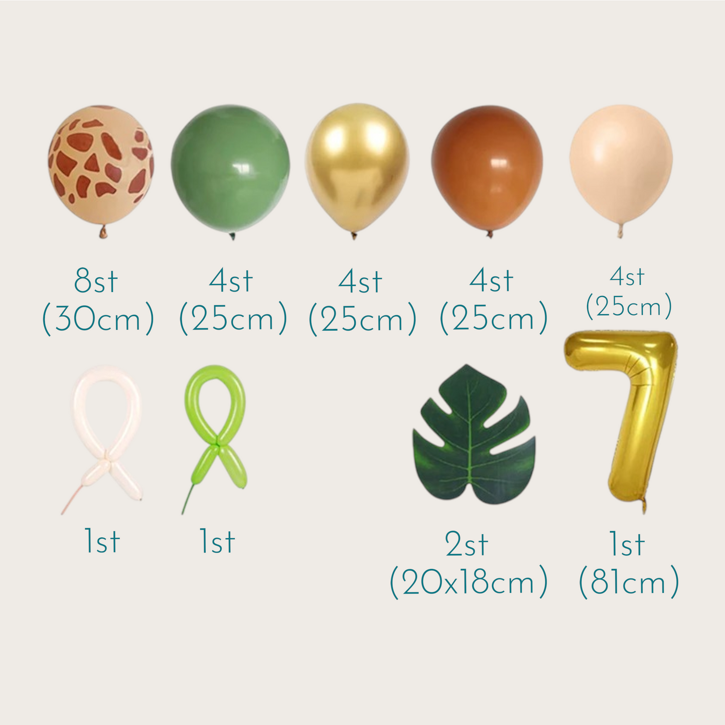 BALLONGSET I 29 DELAR - 1-7 år