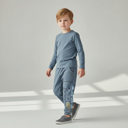 joggers-tunna-blå-dinosaurie-söta