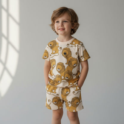 tvåelat-set-shorts-t-shirt-barn-lejon